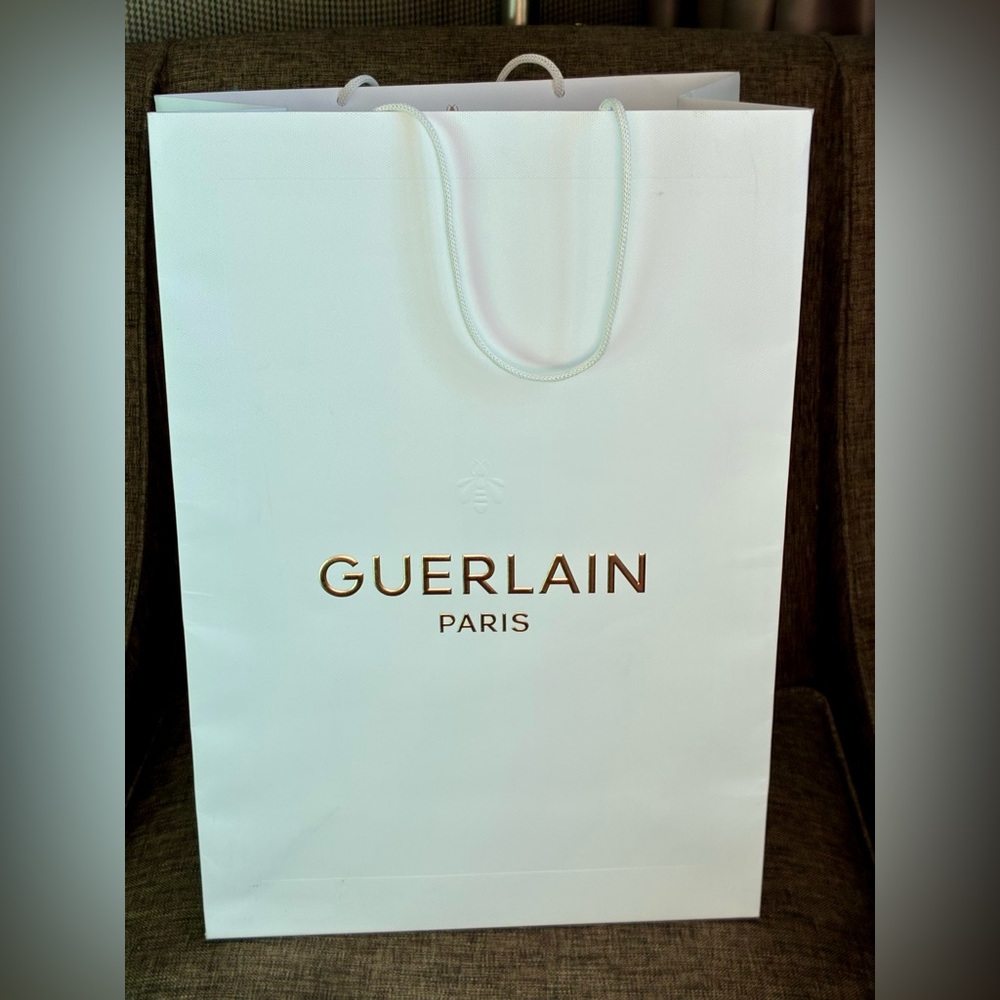 Guerlain Paris Classy White and Gold Extra Large Shopping Bag